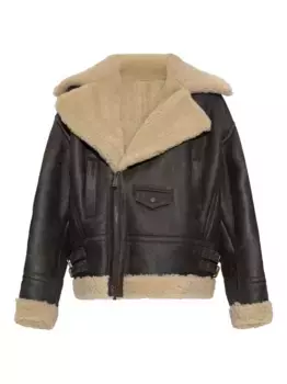 Кожаная куртка с воротником из овчины DSQUARED2