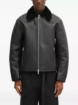 Кожаная куртка с воротником из овчины MKI Miyuki Zoku, черный