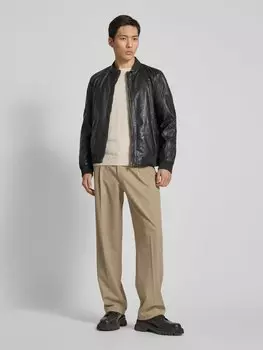 Кожаная куртка с воротником-стойкой модель «Горан» Gipsy, черный