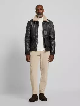 Кожаная куртка с воротником-стойкой модель 'SELWIN' Gipsy, темно-коричневый