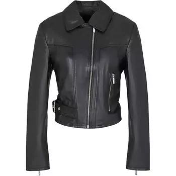Кожаная куртка с застежкой-молнией ARMANI EXCHANGE, черный