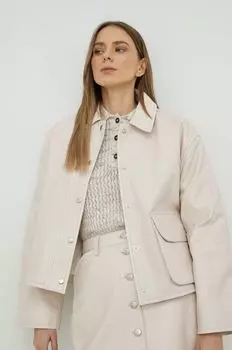 Кожаная куртка Samsoe Samsoe, розовый