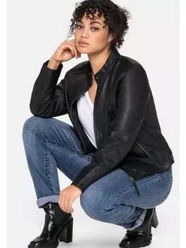 Кожаная куртка sheego, черный