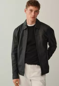 Кожаная куртка SIGNATURE COLLARED Next, цвет black