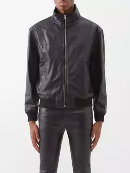 Кожаная куртка со вставками на кокетке Saint Laurent, черный