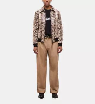 Кожаная куртка со змеиным эффектом THE KOOPLES, цвет Python Beige
