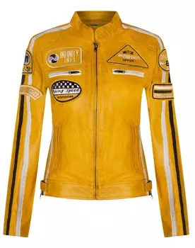 Кожаная куртка со значком байкерских гонок agadir Infinity Leather, желтый