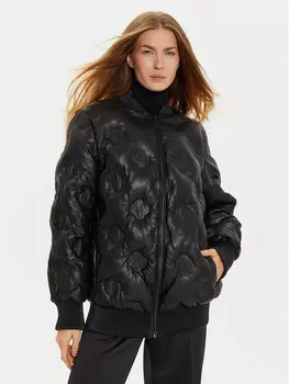 Кожаная куртка стандартного кроя Guess, черный