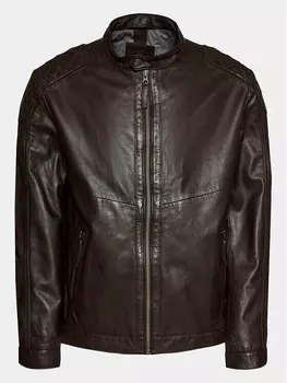 Кожаная куртка стандартного кроя Mustang, коричневый