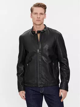 Кожаная куртка стандартного кроя Pepe Jeans, черный