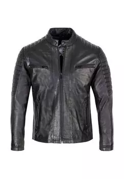 Кожаная куртка стандартного кроя Rock Creek, черный