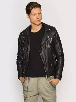 Кожаная куртка стандартного кроя Serge Pariente, черный