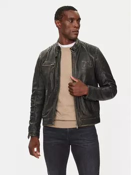 Кожаная куртка стандартного кроя Serge Pariente, черный