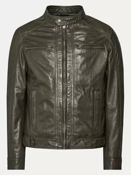 Кожаная куртка стандартного кроя Serge Pariente, зеленый