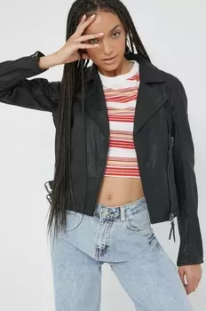 Кожаная куртка Superdry, черный