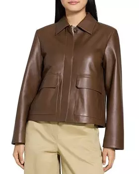 Кожаная куртка свободного покроя Theory, коричневый