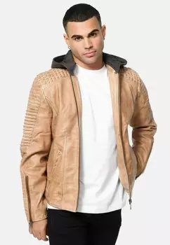 Кожаная куртка Tazzio, цвет camel