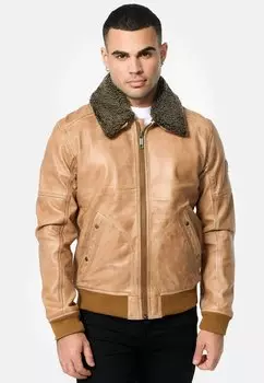 Кожаная куртка Tazzio, цвет camel