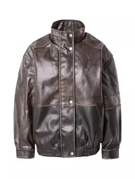 Кожаная куртка TOPSHOP Between-Season Jacket, цвет brown/dark brown