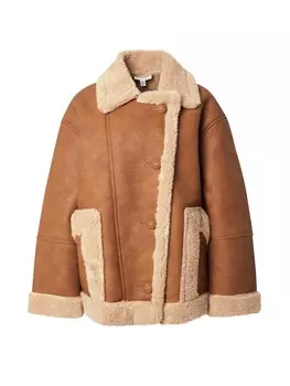 Кожаная куртка TOPSHOP Between-Season Jacket, цвет beige/camel