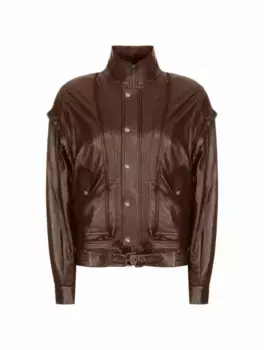 Кожаная куртка-трансформер Saint Laurent, коричневый