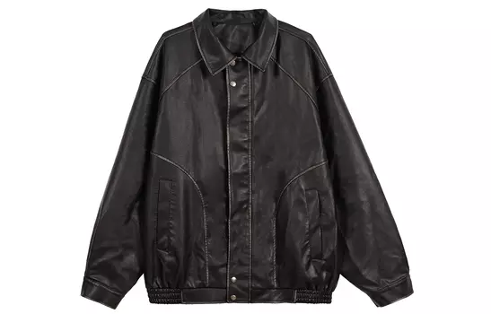 Кожаная куртка унисекс ICH MODE, Черный (карманного типа)