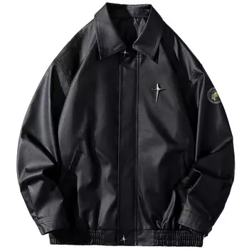 Кожаная куртка унисекс Jeep, черный