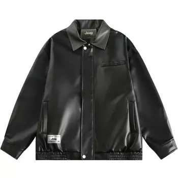Кожаная куртка унисекс Jeep, черный