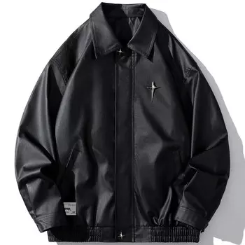 Кожаная куртка унисекс Jeep, черный