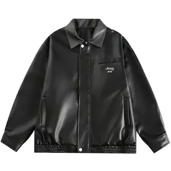 Кожаная куртка унисекс Jeep, черный