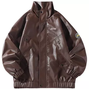 Кожаная куртка унисекс Jeep, черный