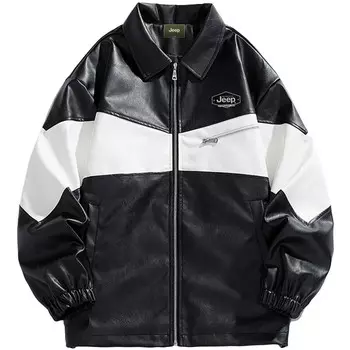 Кожаная куртка унисекс Jeep, черный
