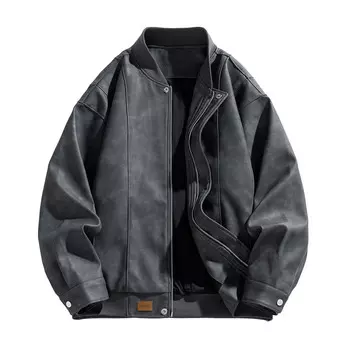 Кожаная куртка унисекс Jeep, темно-серый