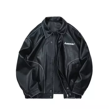 Кожаная куртка унисекс Kawasaki, черный