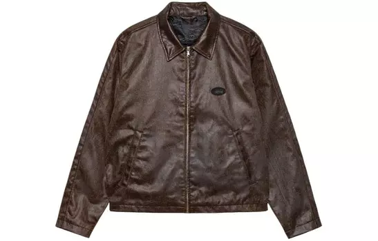 Кожаная куртка унисекс коричневого цвета Stussy, коричневый