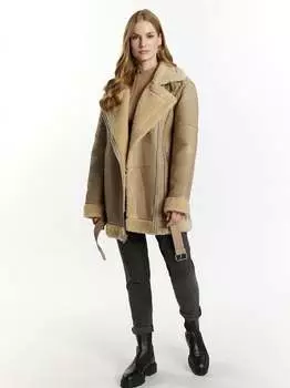 Кожаная куртка в байкерском стиле Dreimaster, серый