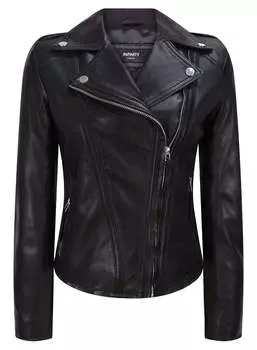 Кожаная куртка в классическом байкерском стиле TruClothing, черный