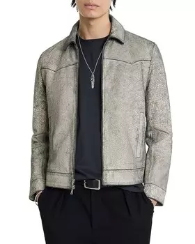 Кожаная куртка в стиле вестерн с молнией во всю длину John Varvatos Weldon, серый