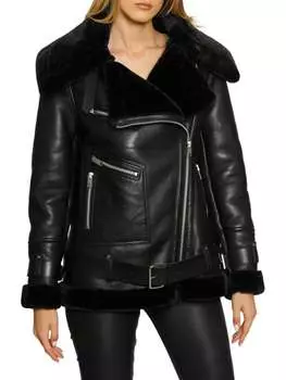 Кожаная куртка Walter Baker из искусственного меха celine, черный