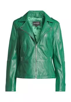 Кожаная куртка, воротник с лацканами, карманы на молнии, женская Manguun Collection, цвет Bosphorus