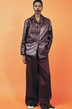Кожаная куртка ZARA, бордовый