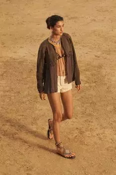 Кожаная куртка ZARA, зеленый