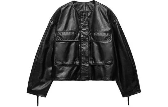 Кожаная куртка женская черная Zara