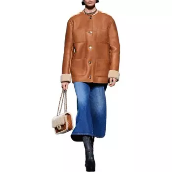 Кожаная куртка женская коричневый Chanel