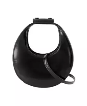 Кожаная лунная сумка Staud, черный