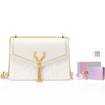 Кожаная маленькая квадратная сумка, сумка-конверт, сумка через плечо, сумка через плечо, обычная женская, разноцветная JUST STAR, Bright White