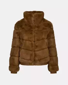 Кожаная меховая куртка с высоким воротником Tintoretto, коричневый