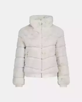 Кожаная меховая куртка с высоким воротником Tintoretto, цвет 120 Crudo