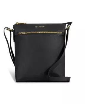 Кожаная мини-сумка через плечо CHAMPS, черный