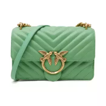 Кожаная мини-сумка через плечо Love One Pinko, зеленый